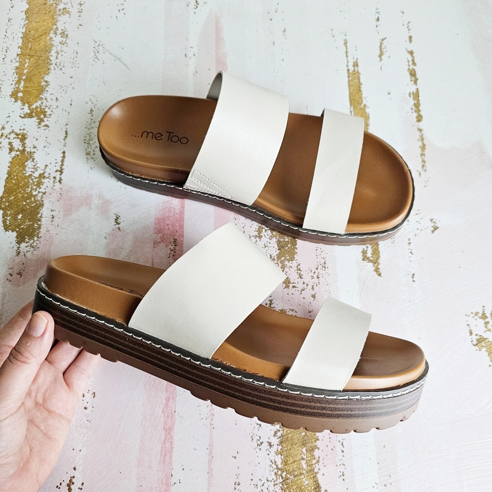 Me Too Windsor Women's Cream Double-Strap Slide Sandal Size 9M